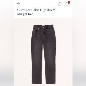 Abercrombie Curve Love 90s Ultra High Rise Straight Jeans; Black Size 28